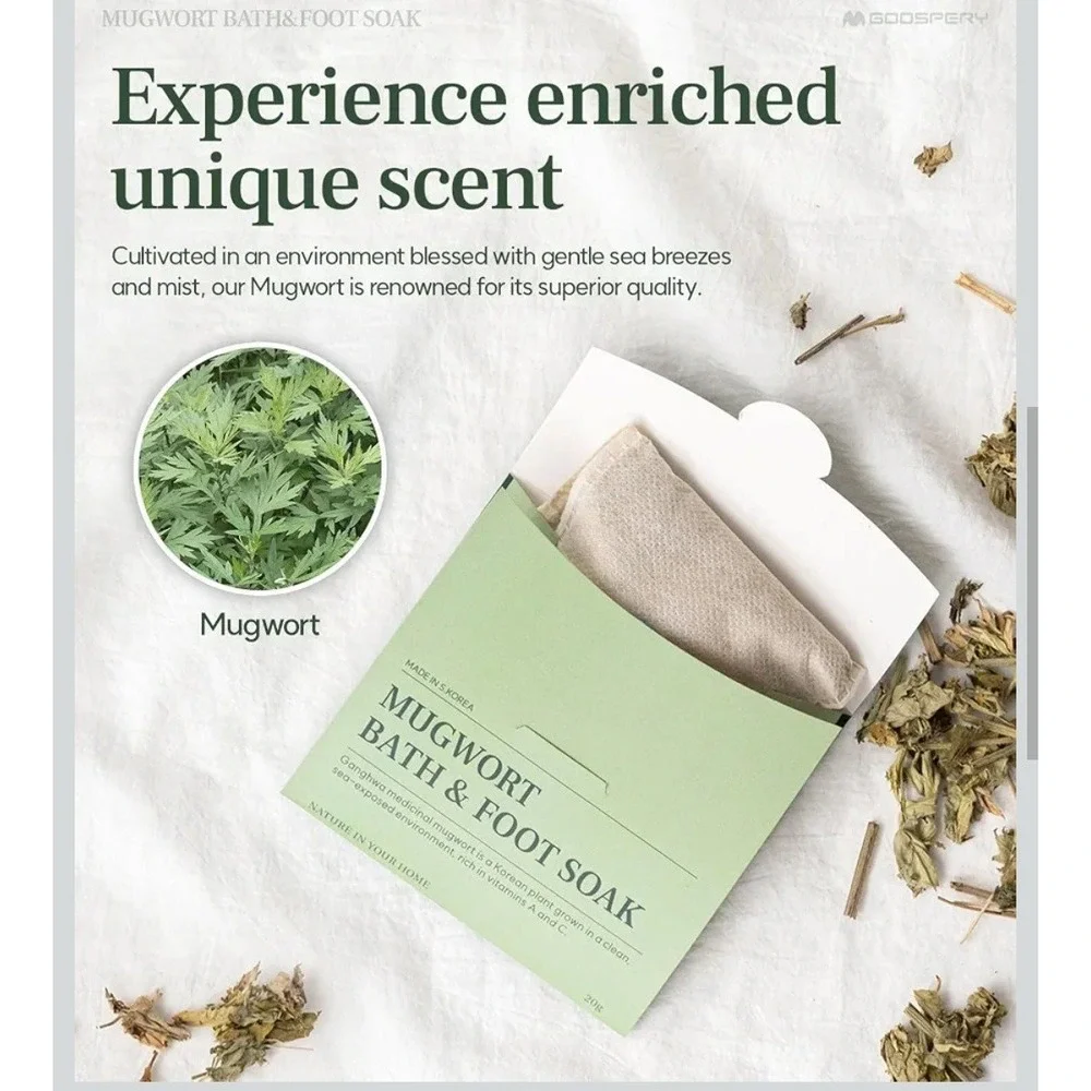 9pk Korean Mugwort Bath & Foot Soak 3 Year Aged Ganghwa 100% Pure 20g Packets